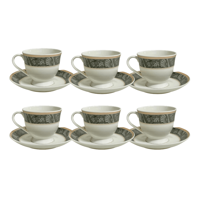 Jogo 6 Xícaras Chá com Pires Turquia Porcelana 170 ml - Eco'S