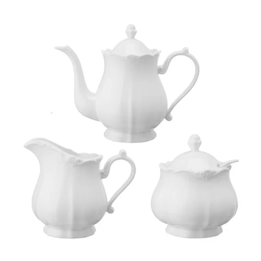 Conjunto Bule P/ Chá E Café Fancy De Porcelana Wolff 3 Pçs