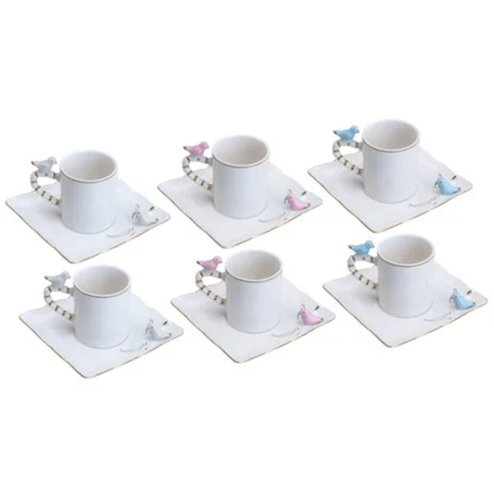 Jogo para chá e café em inox sem uso, 6 peças.