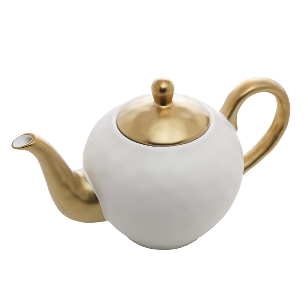 Jogo de chá em porcelana composto de um bule e cinco xí